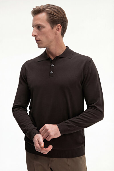 BROWN POLO NECK LONG SLEEVE TSHIRT 3