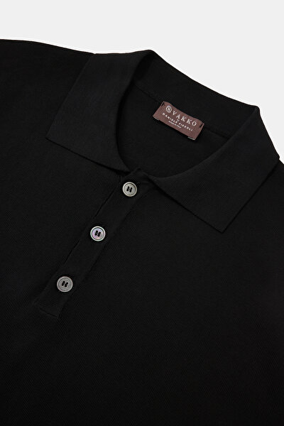 BLACK POLO NECK SHORT SLEEVE TSHIRT 8
