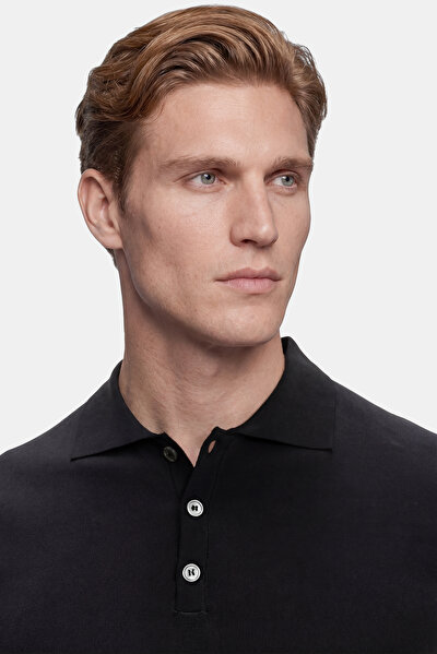 BLACK POLO NECK SHORT SLEEVE TSHIRT 3