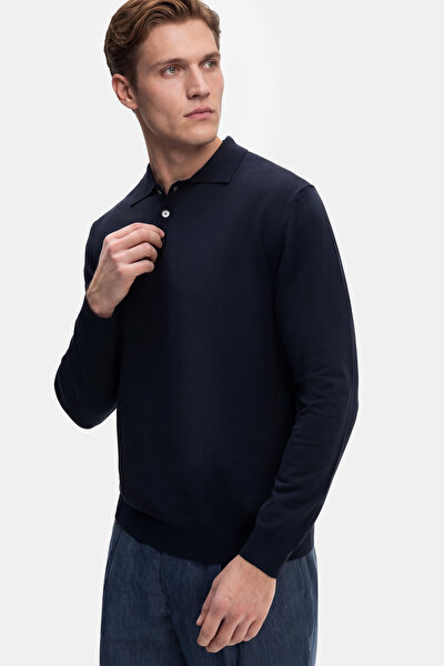 POLO YAKA UZUN KOL KOTON KREP TRİKO TSHIRT 4