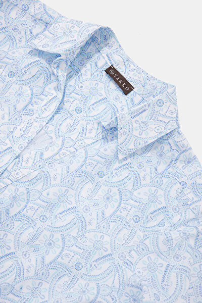 LIGHT BLUE POLO NECK 3/4 SLEEVES BLOUSE 8