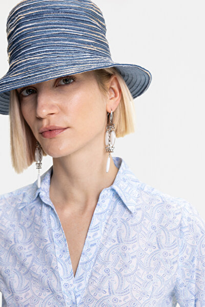 LIGHT BLUE POLO NECK 3/4 SLEEVES BLOUSE 3