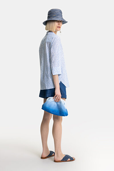 LIGHT BLUE POLO NECK 3/4 SLEEVES BLOUSE 5