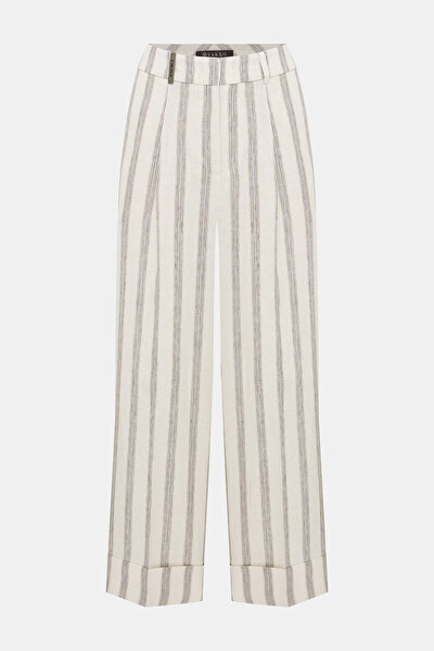 NAVY BLUE WIDE LEG TROUSERS 5