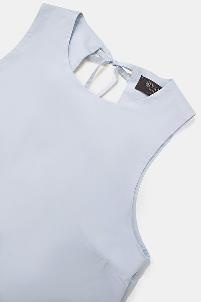 GREY BASIC / ROUND NECKLINE SLEEVELESS BLOUSE 3