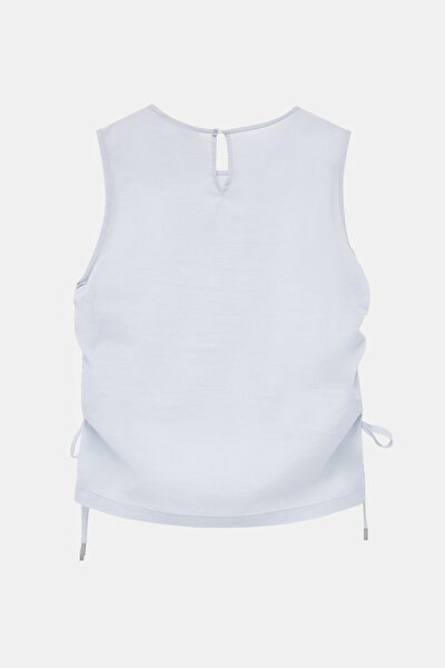 LIGHT BLUE BASIC / ROUND NECKLINE SLEEVELESS BLOUSE 10
