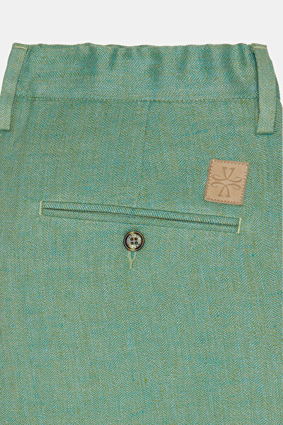 LIGHT GREEN HERRINGBONE LINEN BERMUDA 9