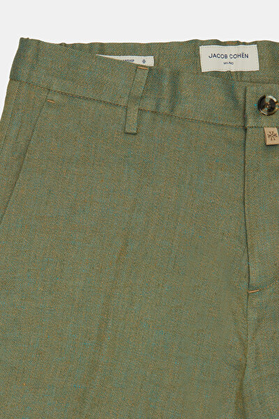 BLUE HERRINGBONE LINEN BERMUDA 4
