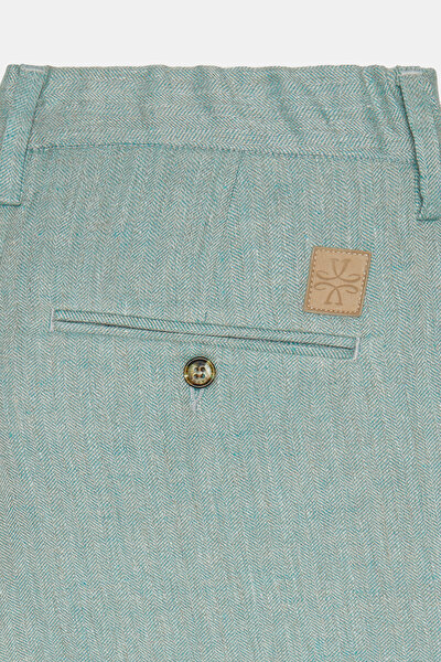 LIGHT GREEN HERRINGBONE LINEN BERMUDA 3