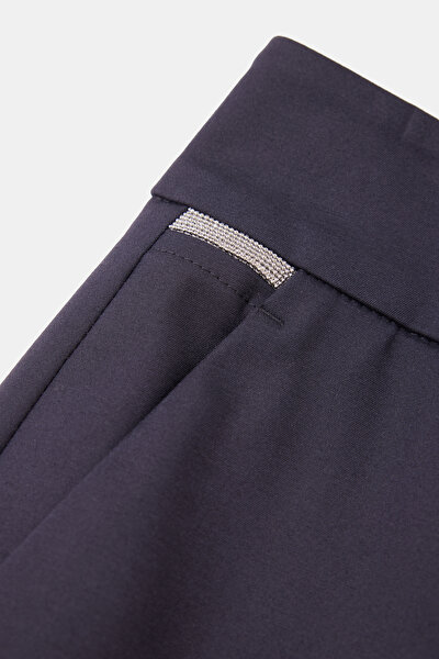 NAVY BLUE WIDE LEG TROUSERS 4