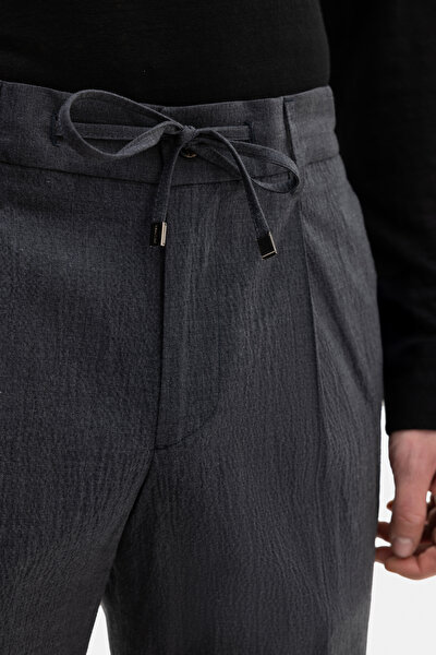 TEK PİLELİ BELİ LASTİKLİ SEERSUCKER PANTOLON 4