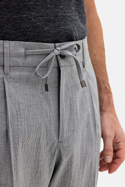 TEK PİLELİ BELİ LASTİKLİ SEERSUCKER PANTOLON 4