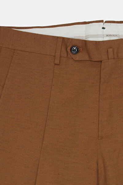 DARK CAMEL COTTON/LINEN BERMUDA 3