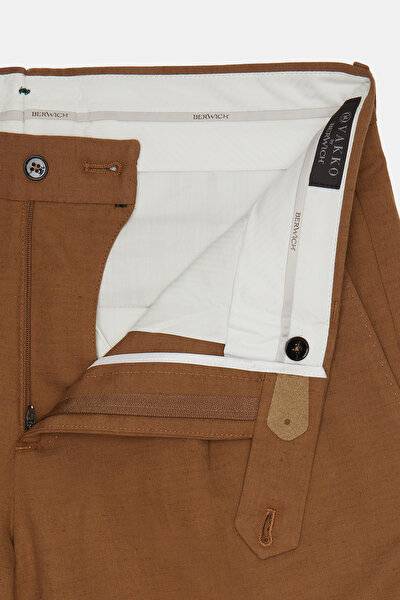 DARK CAMEL COTTON/LINEN BERMUDA 4