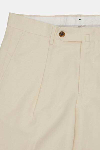 LIGHT CREAM COTTON/LINEN BERMUDA 3