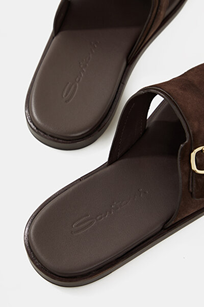 BROWN LEATHER SLIPPER 5