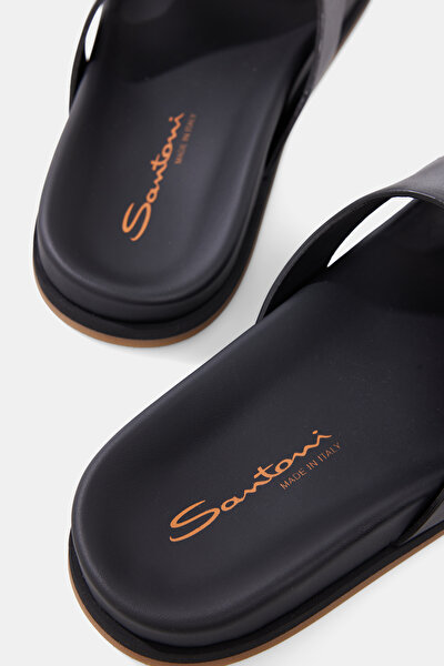 BLACK LEATHER SLIPPER 5