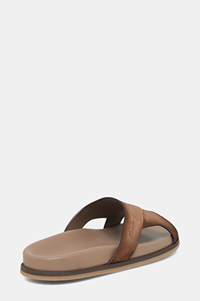 DARK BEIGE LEATHER SLIPPER 3