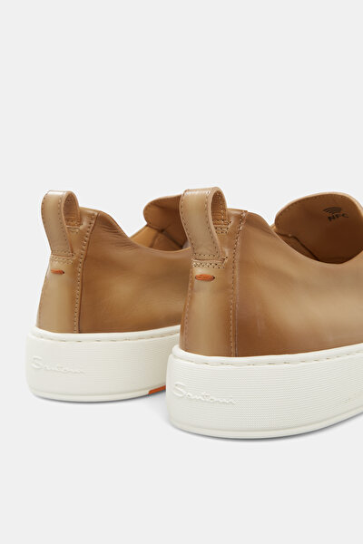 BAĞCIKLI SİYAH TABANLI DERİ SNEAKER 4