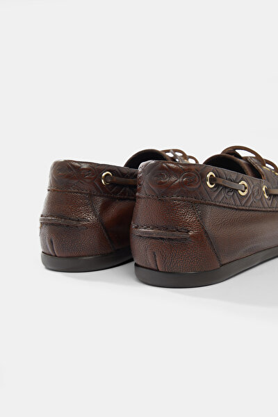 BROWN MONOGRAM LEATHER SHOE 4