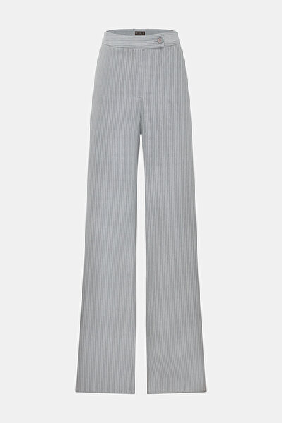 LIGHT GREY STRIPED STRAIGHT CUT TROUSERS 5