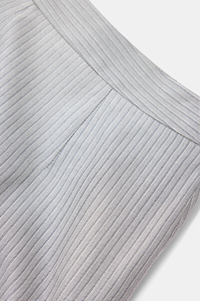 LIGHT GREY STRIPED STRAIGHT CUT TROUSERS 8