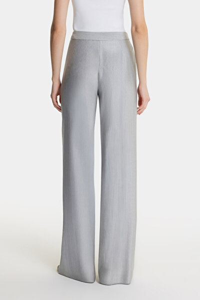 LIGHT GREY STRIPED STRAIGHT CUT TROUSERS 4