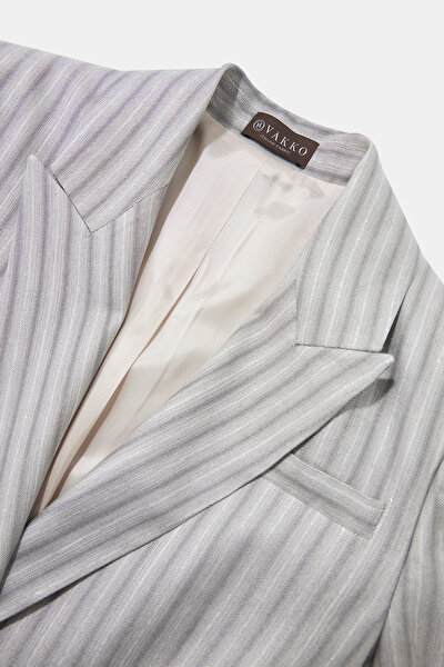 LIGHT GREY SWALLOW COLLAR JACKET 9