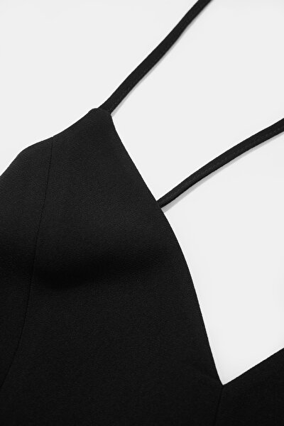 BLACK PLUNGE NECKLINE SLEEVELESS SUSPENDER BLOUSE 3