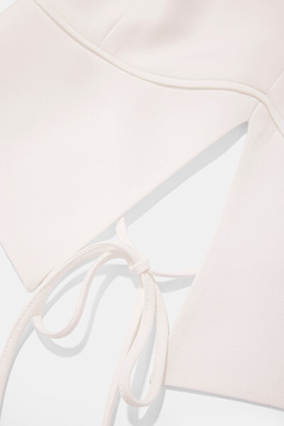 ECRU PLUNGE NECKLINE SLEEVELESS SUSPENDER BLOUSE 4