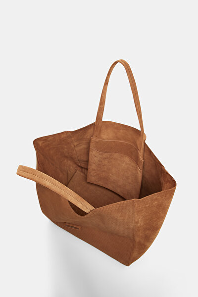TAN MONOGRAM LEATHER BAG 5