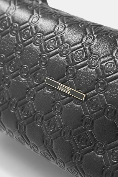 BLACK MONOGRAM LEATHER BAG 4