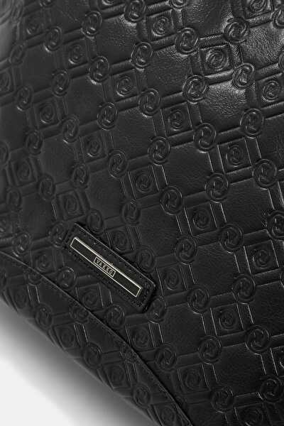 BLACK MONOGRAM LEATHER BAG 5