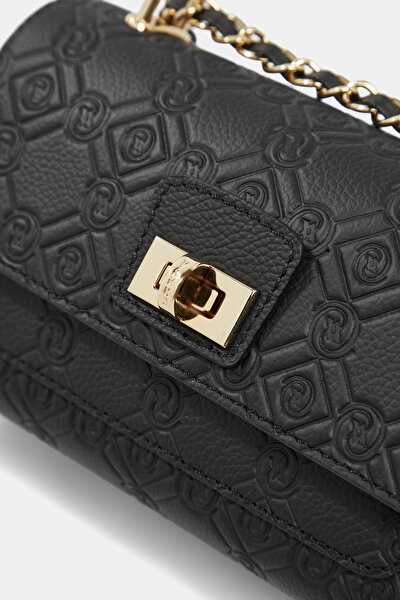 BLACK MONOGRAM LEATHER BAG 5