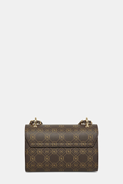 BEIGE MONOGRAM LEATHER BAG 4