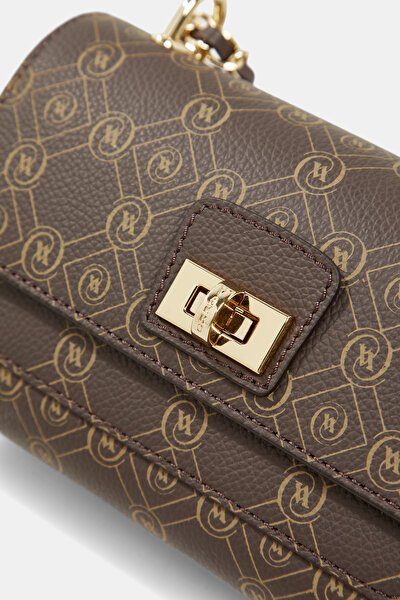 BEIGE MONOGRAM LEATHER BAG 5