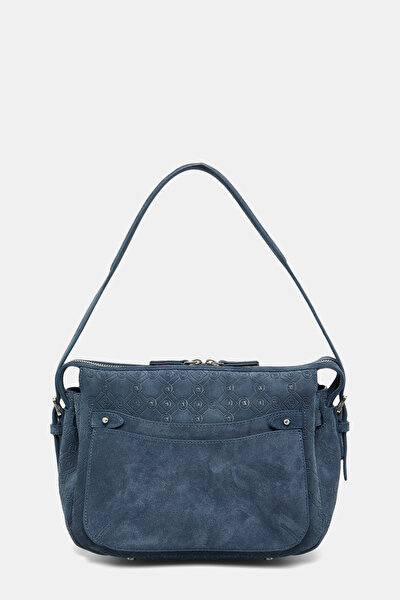NAVY BLUE MONOGRAM LEATHER BAG 3