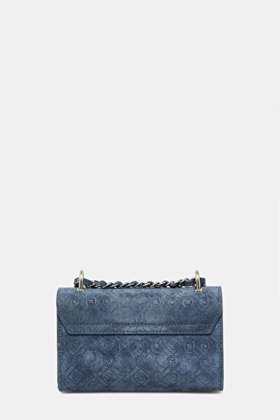 NAVY BLUE MONOGRAM LEATHER BAG 4