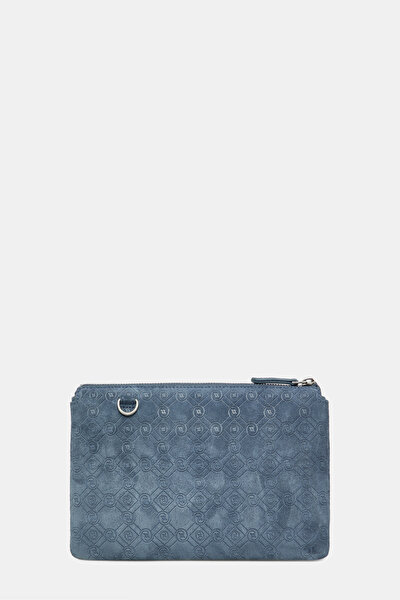 NAVY BLUE MONOGRAM LEATHER BAG 4