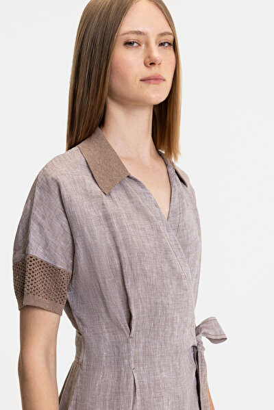 BEIGE SHORT SLEEVE DRESS 3