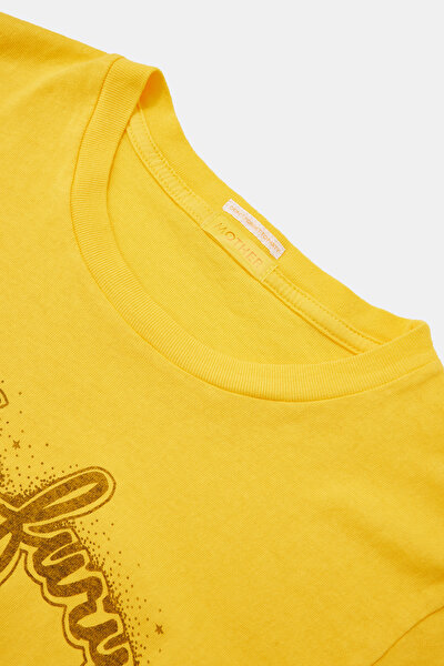 SARI BİSİKLET YAKA BASKILI T-SHIRT 3