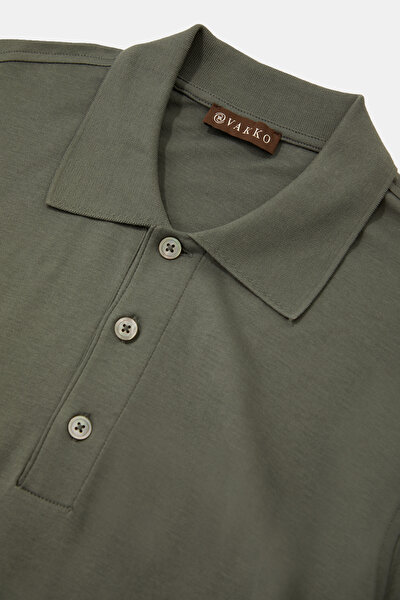 DARK GREEN POLO NECK LONG SLEEVE TSHIRT 3