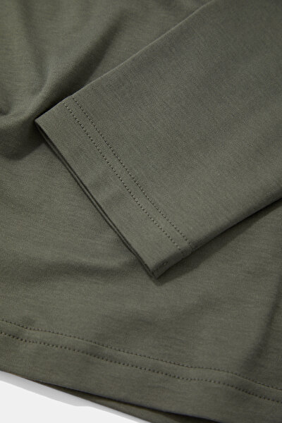 DARK GREEN POLO NECK LONG SLEEVE TSHIRT 4