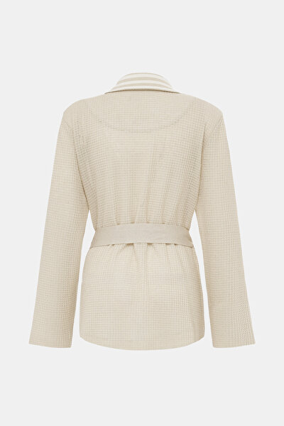 BEIGE SURPLICE NECKLINE (CROSS-OVER NECKLINE) JACKET 8
