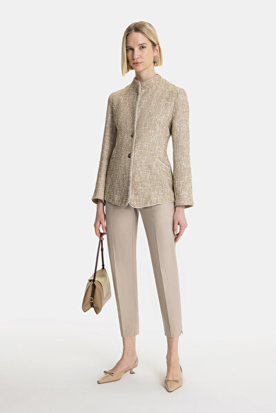 BEIGE UPRIGHT COLLAR JACKET 5