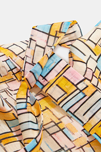 MULTICOLOR SHORT SLEEVE ABOVE THE KNEE DRESS 10