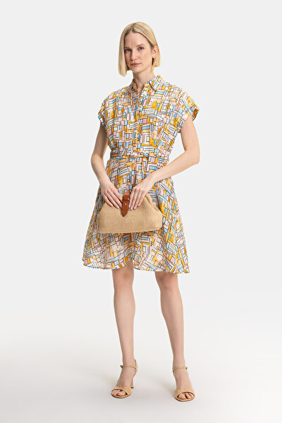 MULTICOLOR SHORT SLEEVE ABOVE THE KNEE DRESS 4
