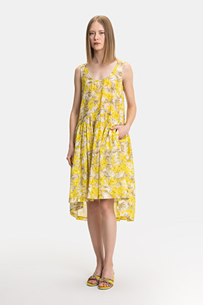 BEIGE SLEEVELESS MIDI DRESS 5