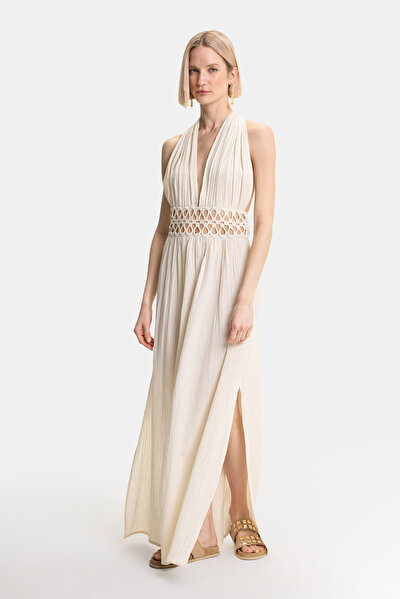 CREAM SLEEVELESS DRESS 5