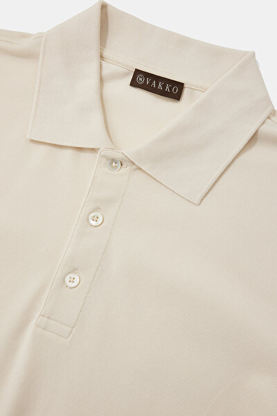 ECRU POLO NECK SHORT SLEEVE TSHIRT 3